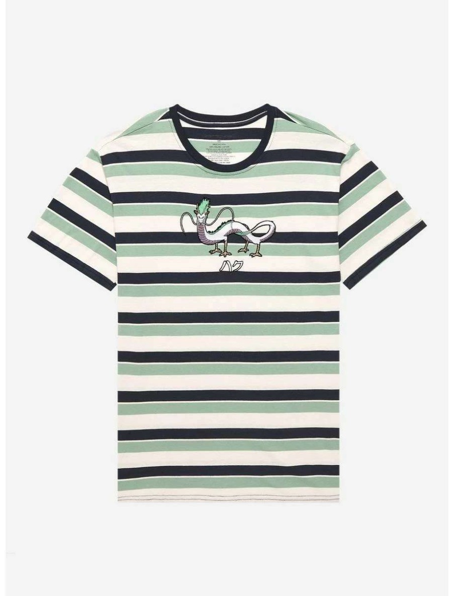 Anime * | Anime Studio Ghibli Spirited Away Haku Dragon Embroidered Striped T-Shirt Boxlunch Exclusive