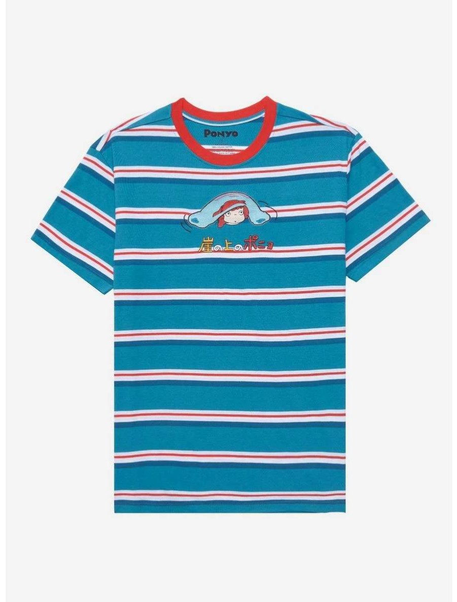 Anime * | Anime Studio Ghibli Ponyo Portrait Embroidered Striped T-Shirt Boxlunch Exclusive