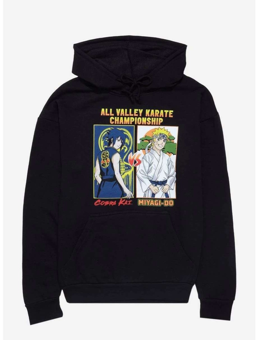 Anime * | Anime Naruto Shippuden X Cobra Kai Sasuke Vs. Naruto Portrait Hoodie Boxlunch Exclusive