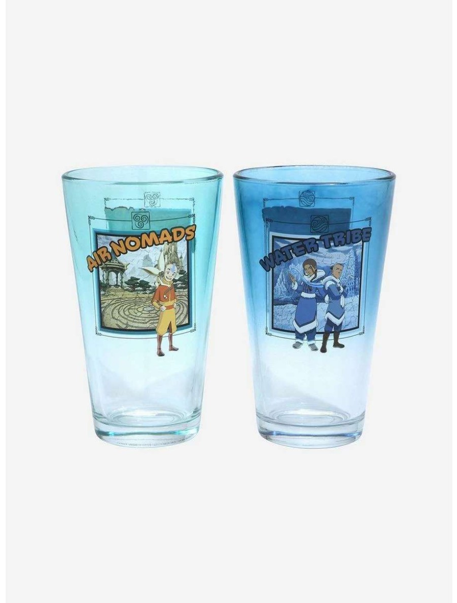 Anime * | Anime Avatar: The Last Airbender Four Nations Character Portraits Ombre Pint Glass Set