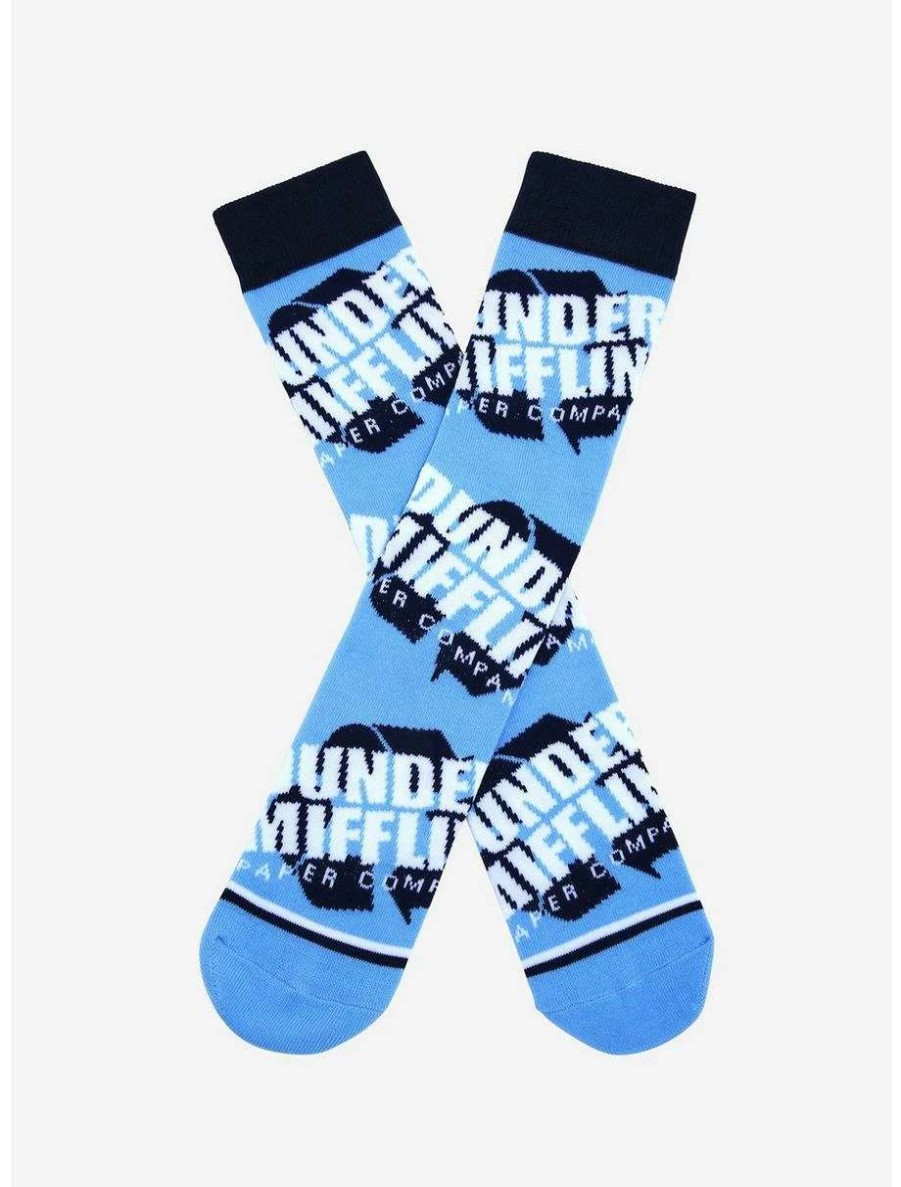 Comedy * | Comedy The Office Dunder Mifflin Allover Print Logo Crew Socks Boxlunch Exclusive