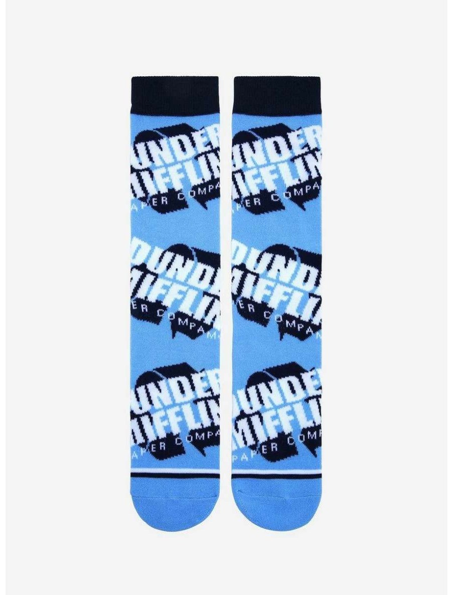 Comedy * | Comedy The Office Dunder Mifflin Allover Print Logo Crew Socks Boxlunch Exclusive