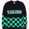 Anime * | Anime Demon Slayer: Kimetsu No Yaiba Tanjiro Checkered Panel Crewneck Boxlunch Exclusive