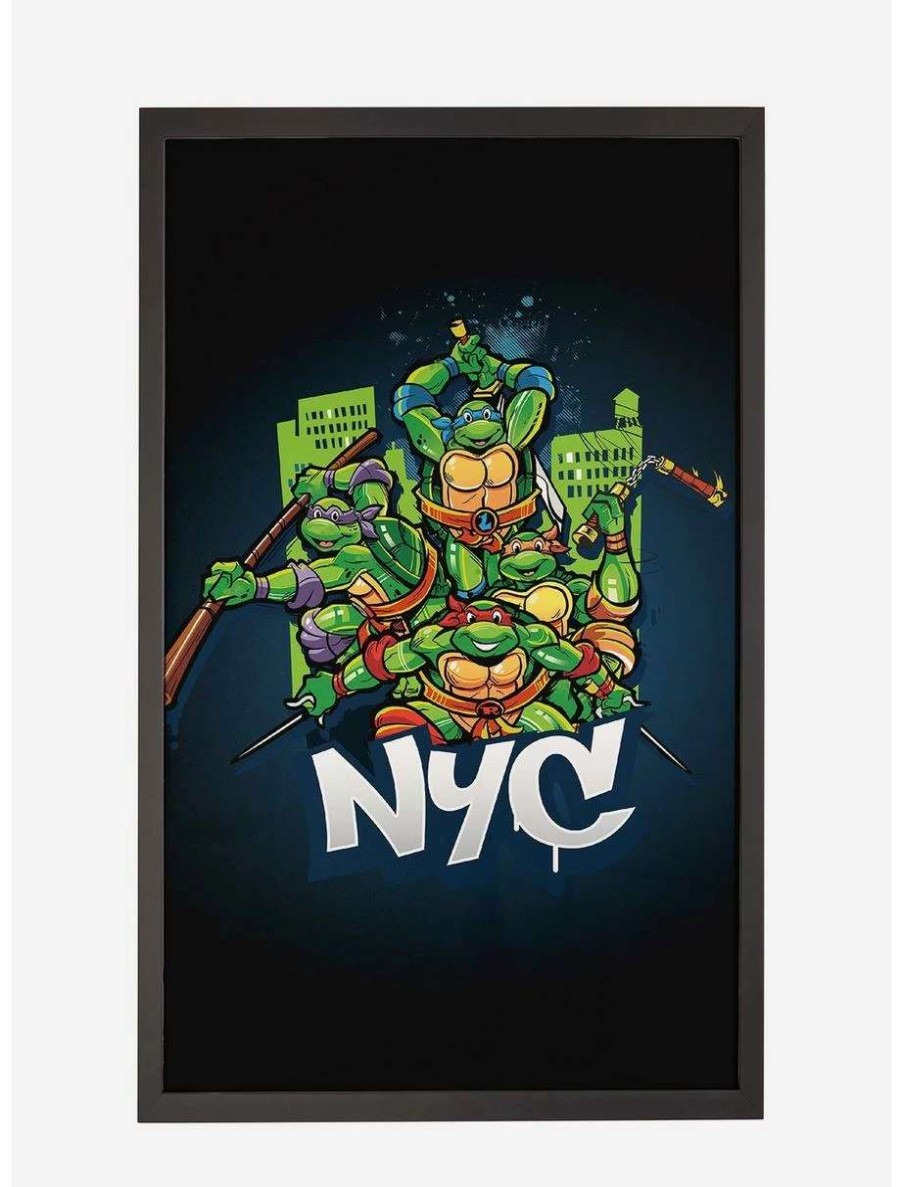 Cartoons * | Cartoons Teenage Mutant Ninja Turtles Nyc Action Pose Framed Poster