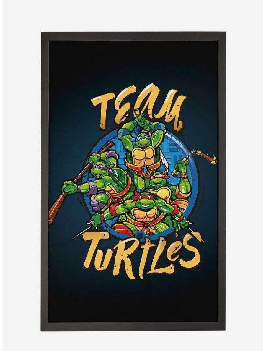 Cartoons * | Cartoons Teenage Mutant Ninja Turtles Team Turtles Framed Poster