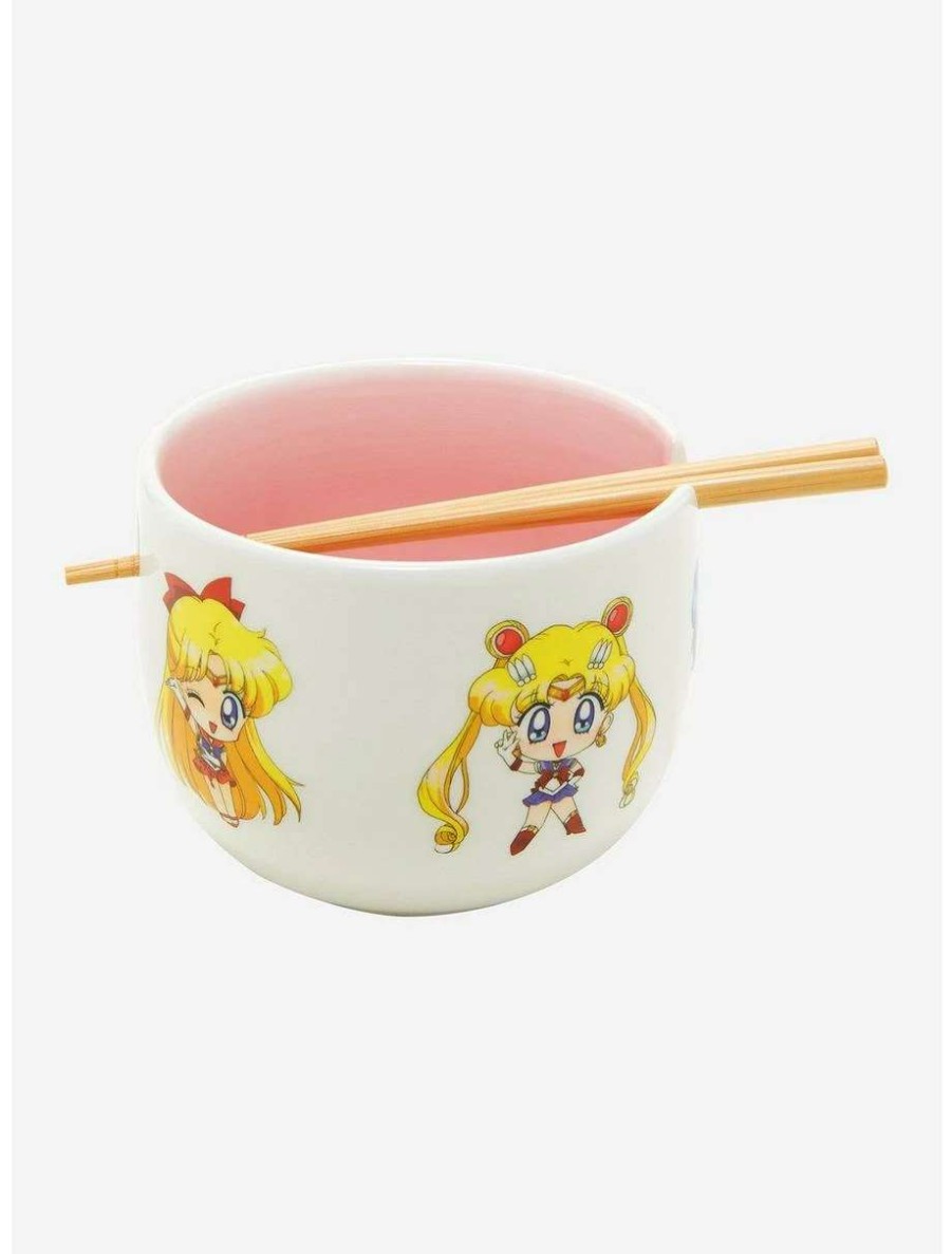 Comedy * | Comedy Sailor Moon Crystal Chibi Sailor Guardians Ramen Bowl With Chopsticks