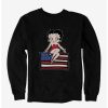 Cartoons * | Cartoons Betty Boop Sitting On Flag Sweatshirt