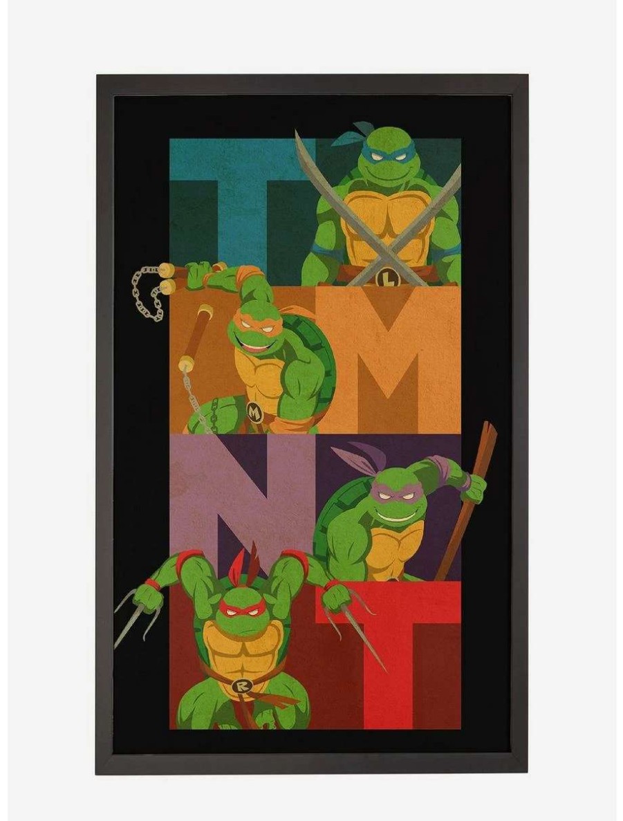 Cartoons * | Cartoons Teenage Mutant Ninja Turtles Colorblock Team Pose Framed Poster